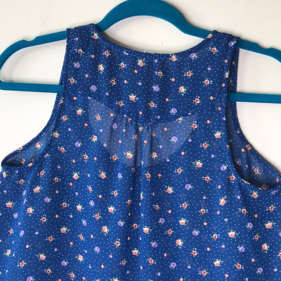 Tiny Floral print Tank Button Down Tank Top - Picture 9 of 13